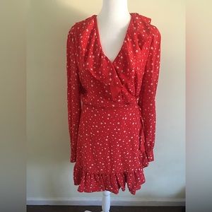 MIU MIU Red Dress with White Star Print Long Sleeve Size 12